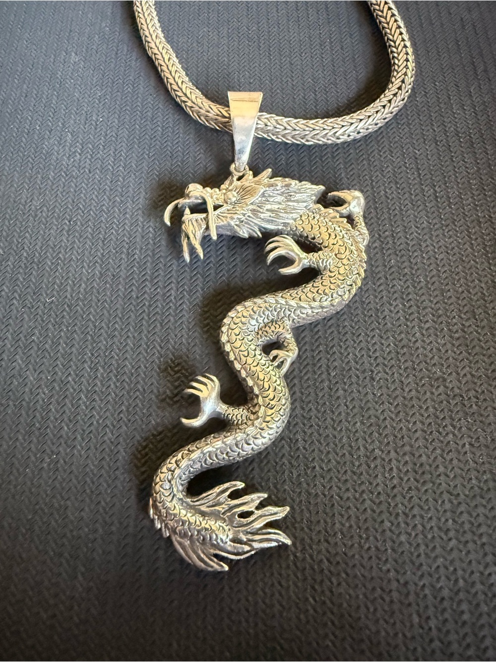 .925 Sterling silver Dragon Pendant Necklace. Lightly used. One of the kind piec
